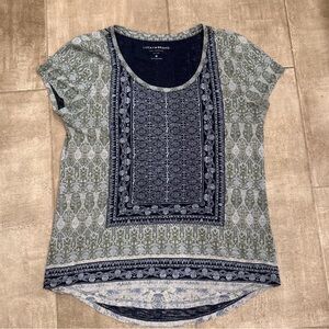 Lucky Brand Women's Olive and Navy Short Sleeve Tee